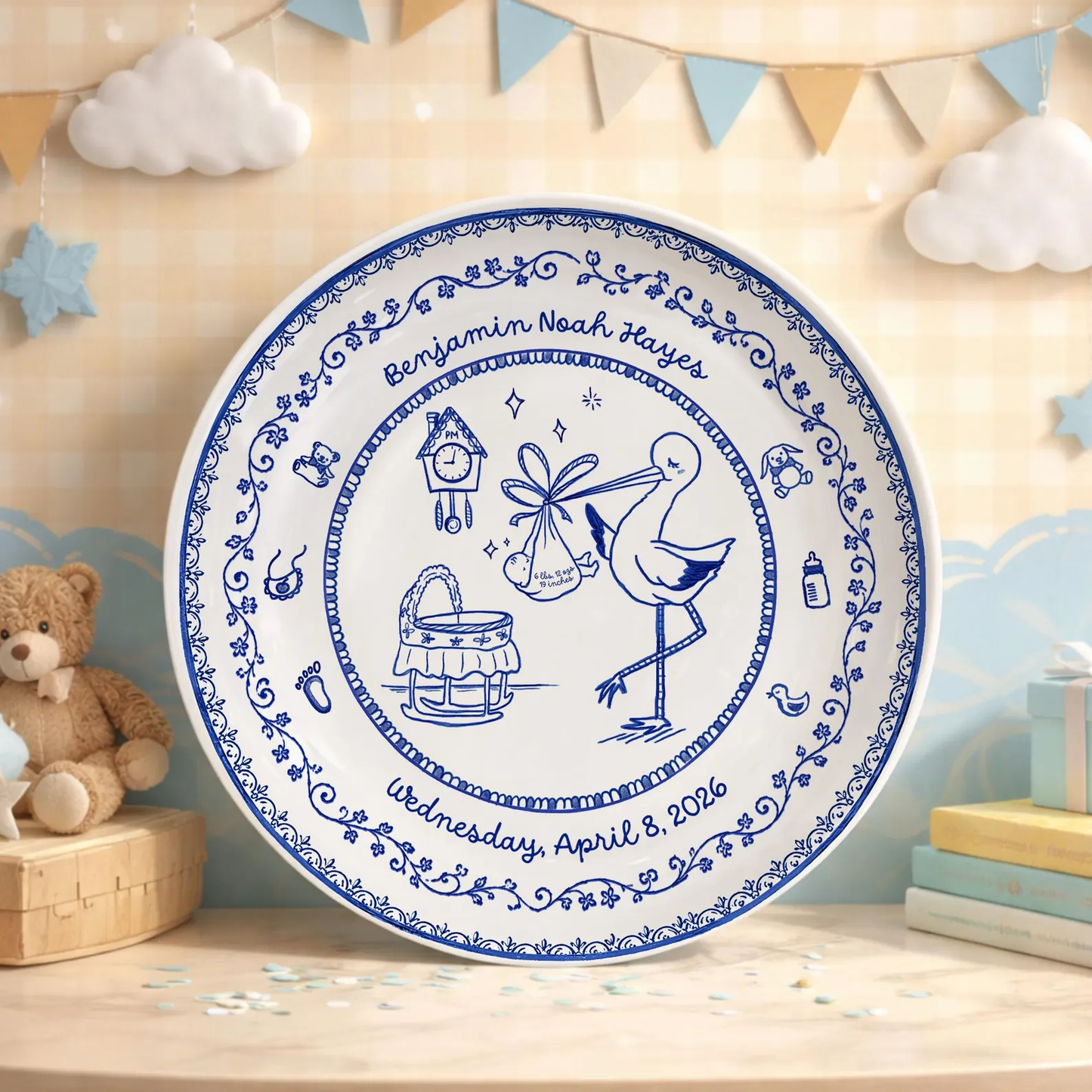 Delft Blue Personalized Birth Plate P525KW60