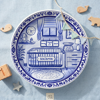 Baby Nursery Scene Personalized Birthday Plate P657NB0