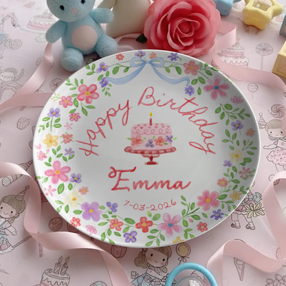 Floral Wreath Cake Personalized Birthday Plate P54NY00