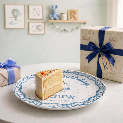 Blue Rope Border Personalized Birthday Plate P511PBO0