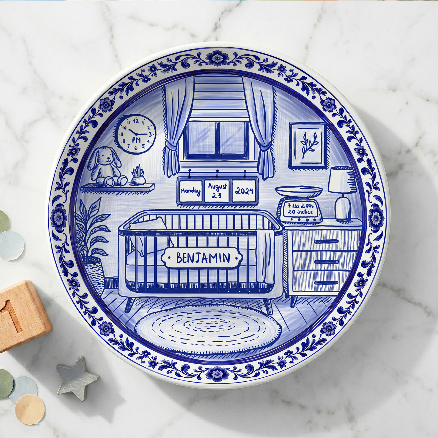 Baby Nursery Scene Personalized Birthday Plate P657NB0