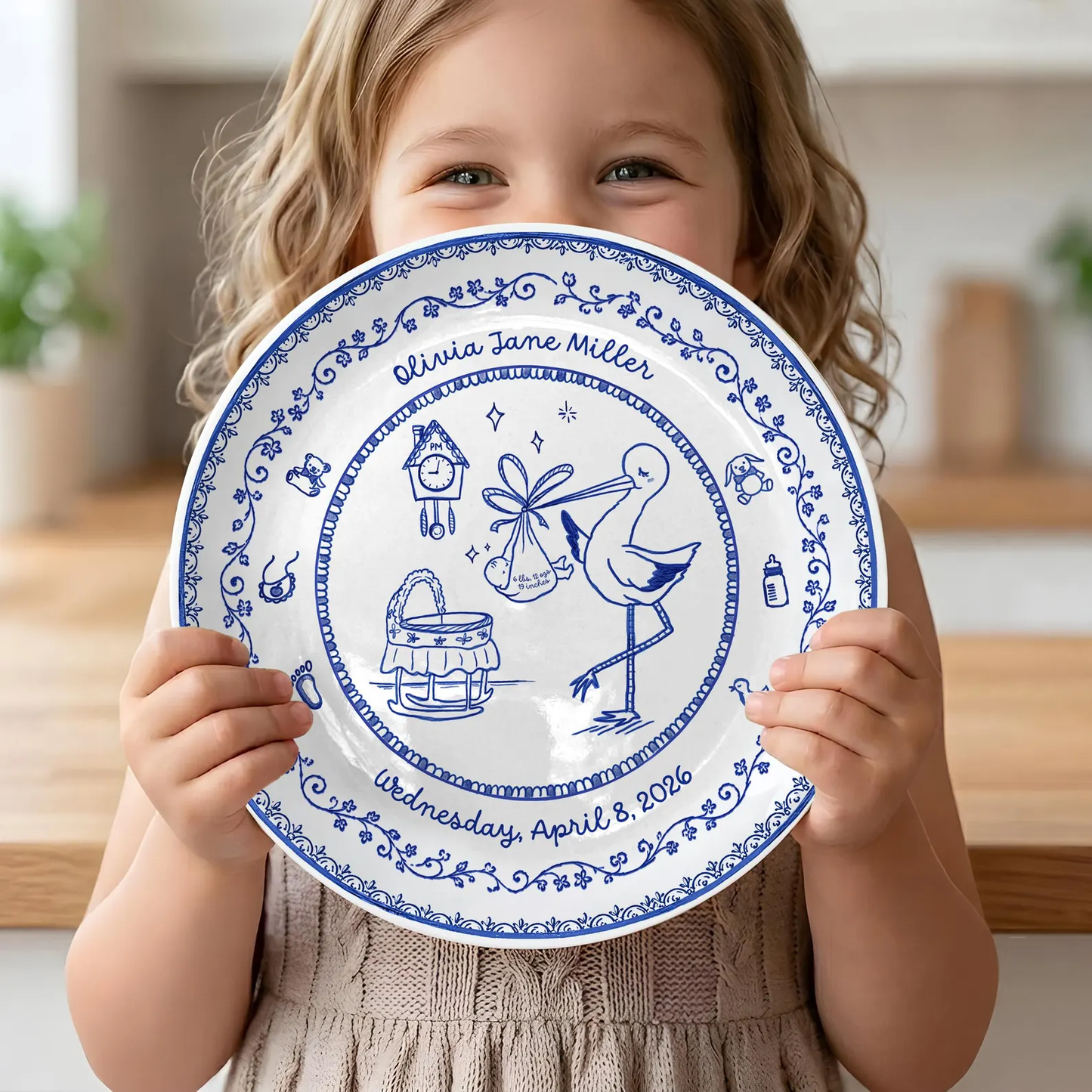 Delft Blue Personalized Birth Plate P525KW60