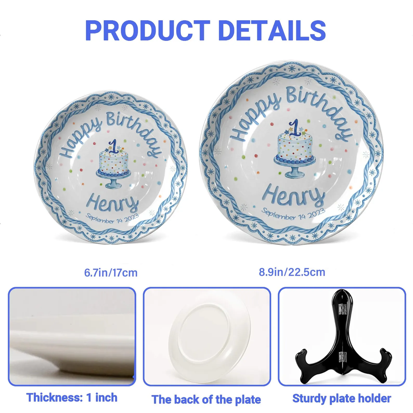 Blue Rope Border Personalized Birthday Plate P511PBO0