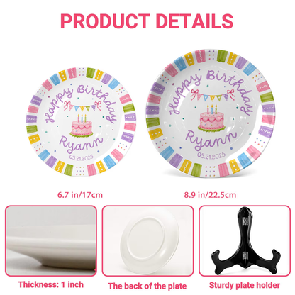 Pastel Colorful Border Personalized Birthday Plate D610BW20
