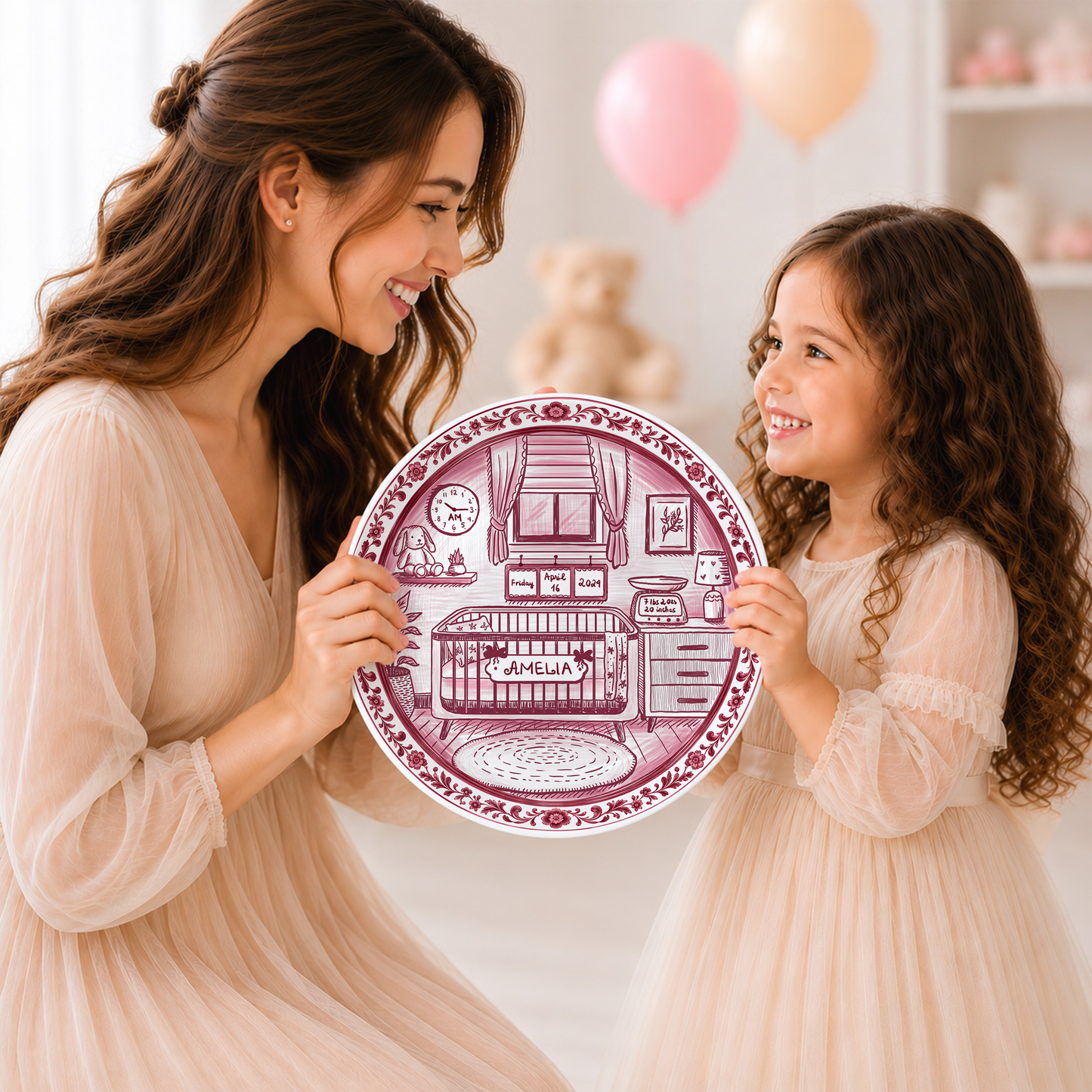 Baby Nursery Scene Personalized Birthday Plate P657NB0