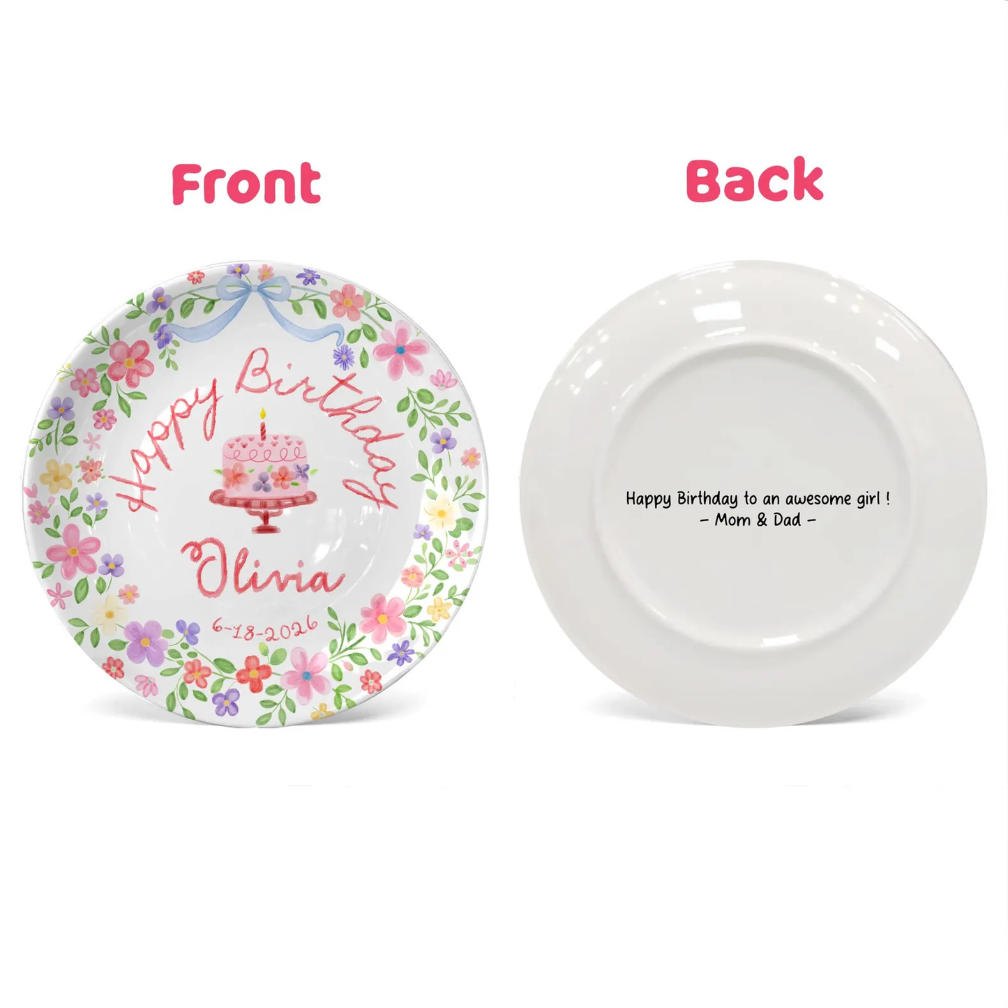 Floral Wreath Cake Personalized Birthday Plate P54NY00