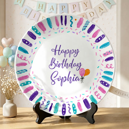 Colorful Birthday Candles Keepsake Personalized Birthday Plate D72BBO0