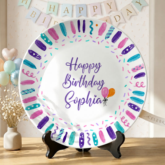 Colorful Birthday Candles Keepsake Personalized Birthday Plate D72BBO0
