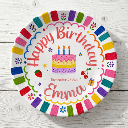 Bright Color Birthday Keepsake Personalized Birthday Plate P710KQF0