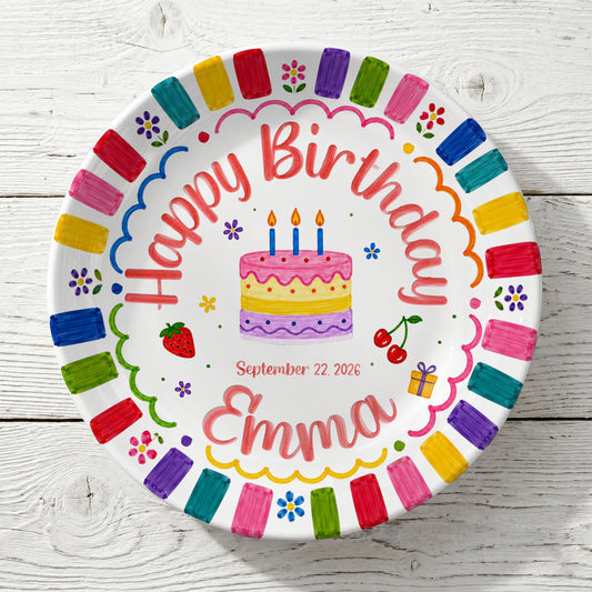 Bright Color Birthday Keepsake Personalized Birthday Plate P710KQF0